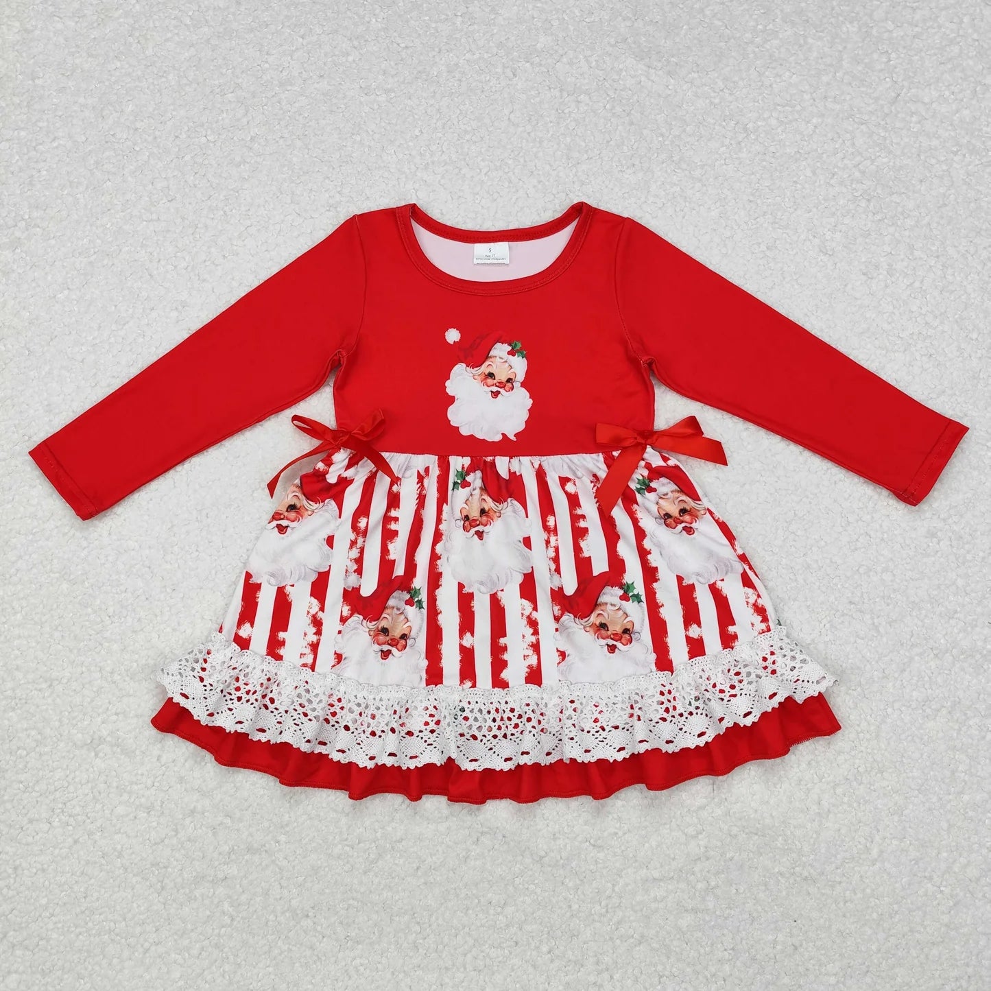 Sibling Baby Girls Chrismtas  Long Sleeve Santa Dress
