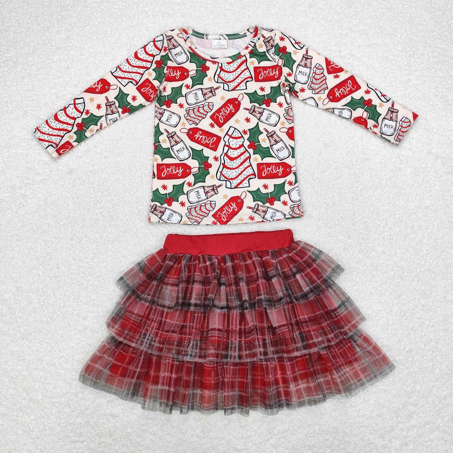 GLD0883 Baby Girls Christmas Tree Cake matching Tulle Skirt Set