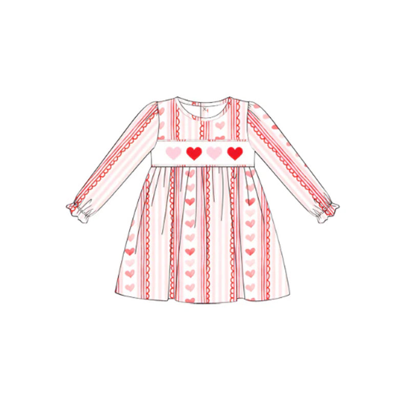 Sibling Baby Girls  Sister Valentine's Day Red Heart Long Sleeve Dress and Romper