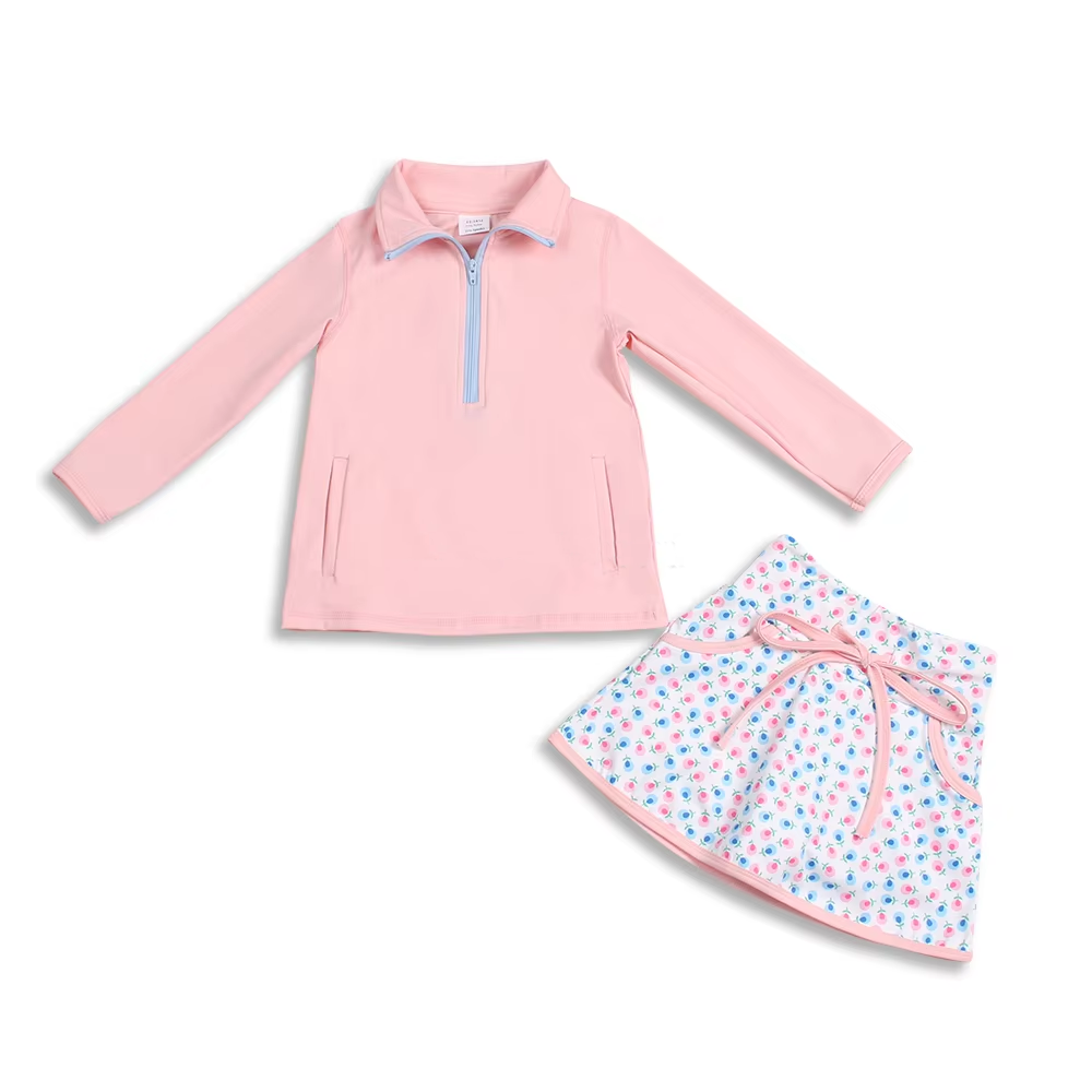 Toddler Girls  Pink Pullover Top Flower Skirt Set Preorder