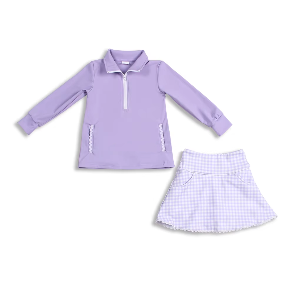 Toddler Girls  Purple Pullover Top Flower Skirt Set Preorder