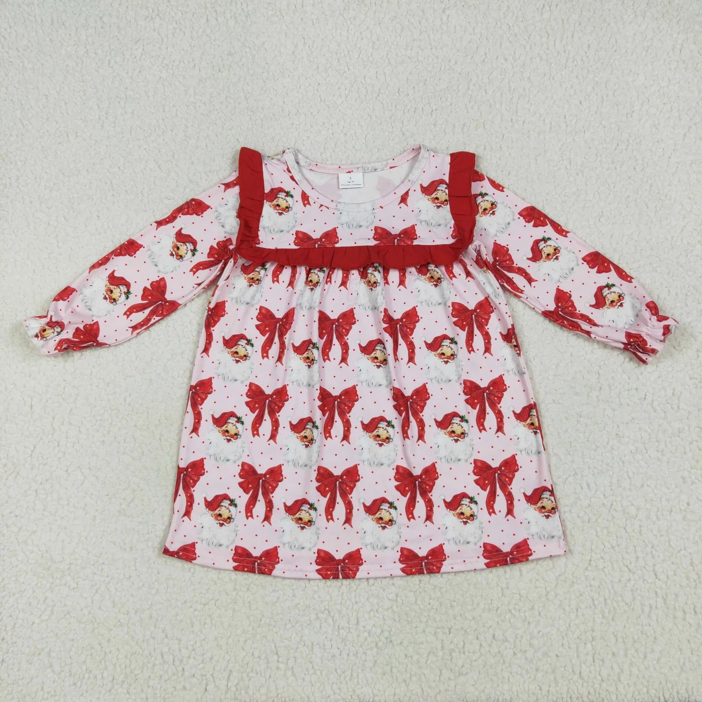 Sibling Baby Girls Chrismtas  Long Sleeve Santa Dress