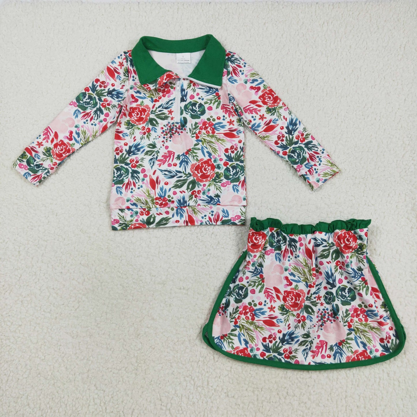 GLD1075 Kids Girls Floral Pullover Top With Short Outfit