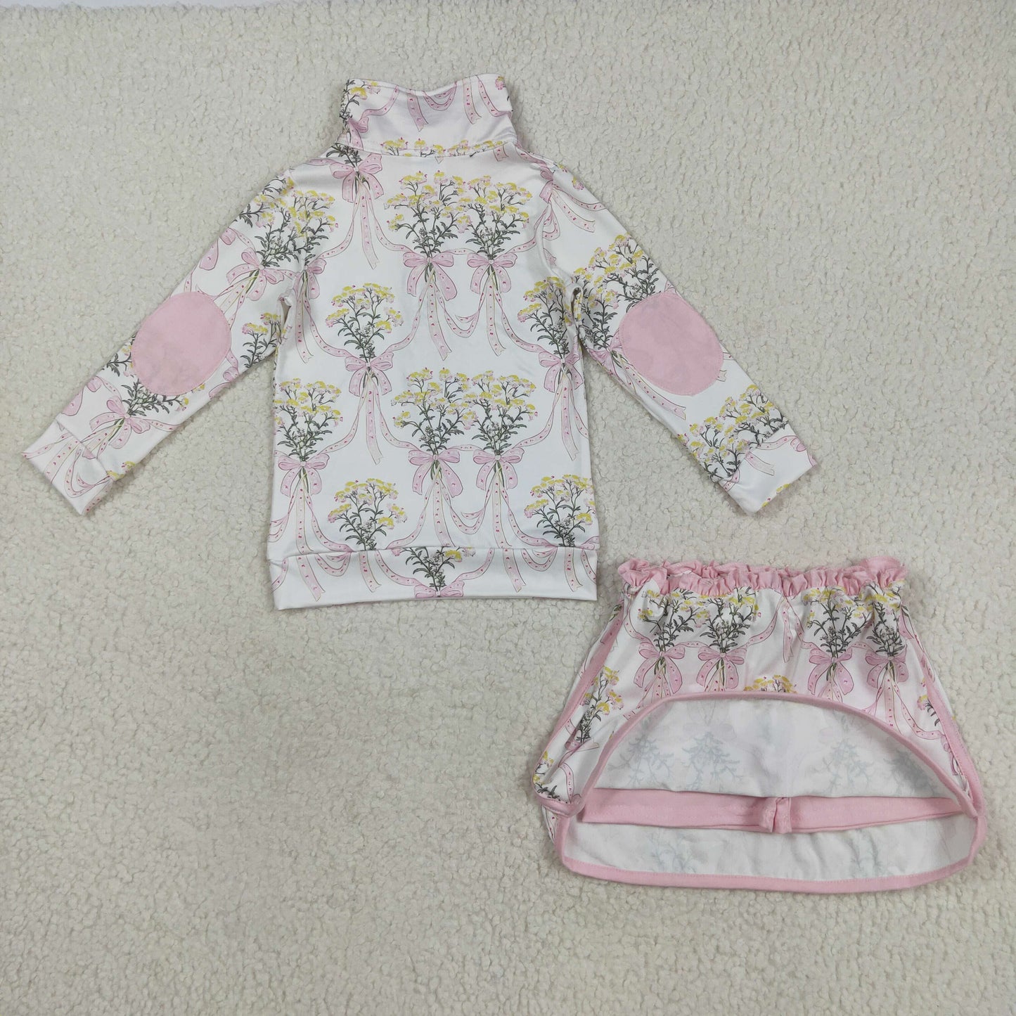 Sibling Kids Girls Floral Pullover Top With Short Outfit