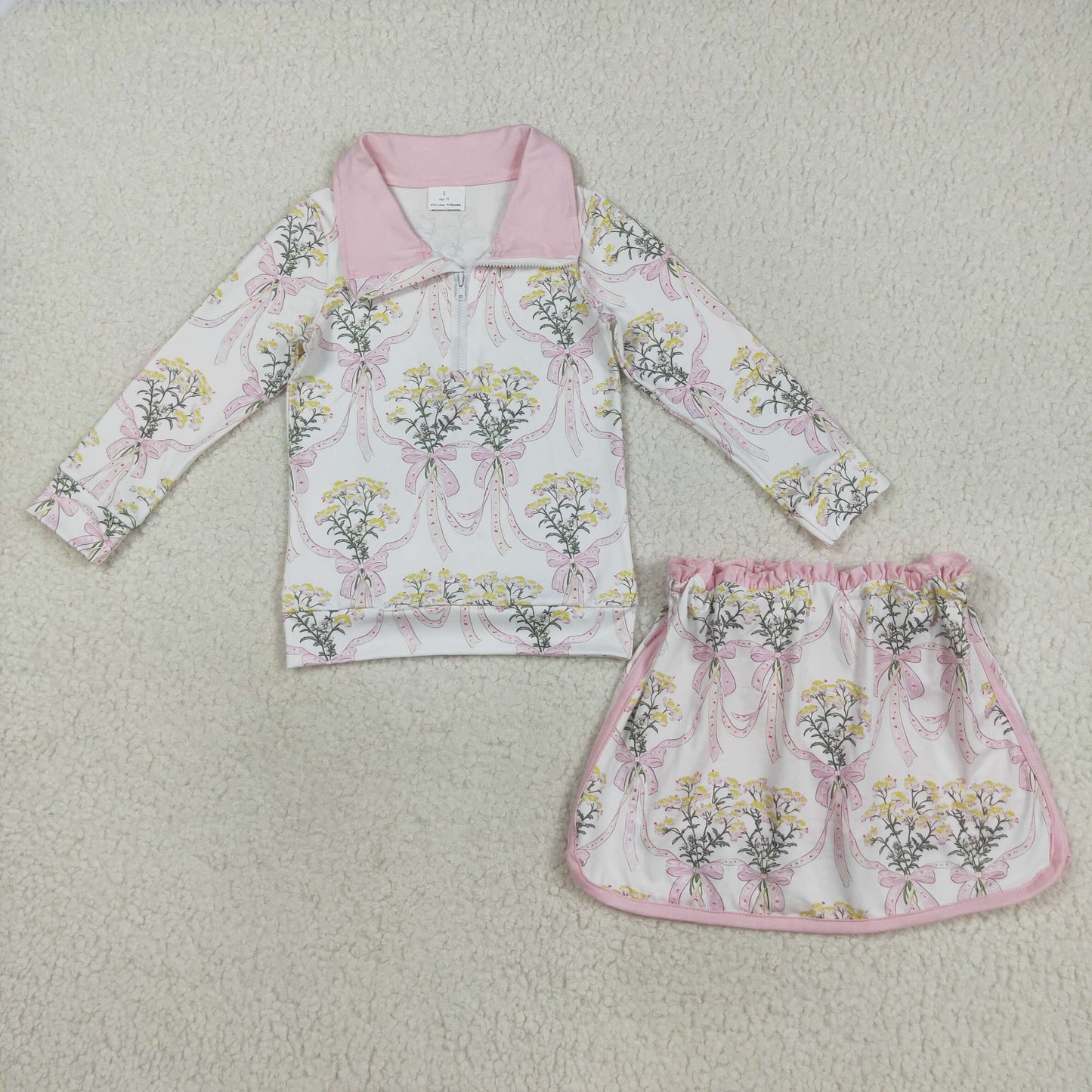 Sibling Kids Girls Floral Pullover Top With Short Outfit