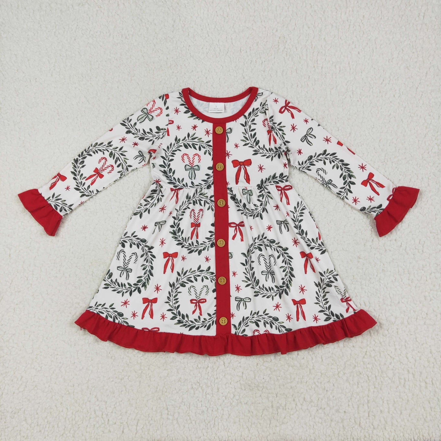 Sibling Toddler Girls Christmas Holly Dress and Romper