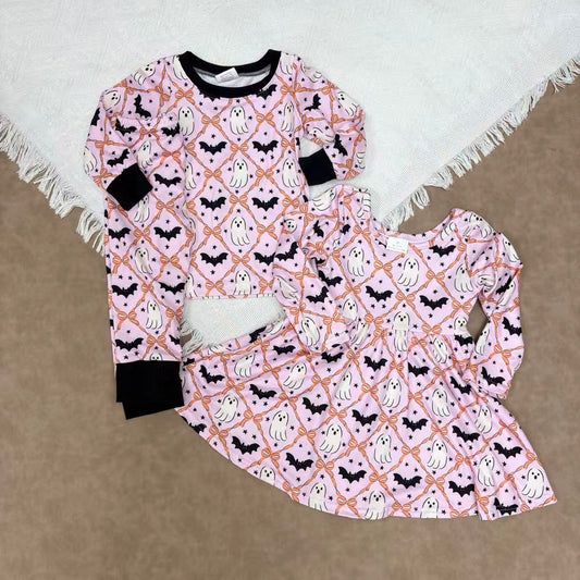Sibling Kids Girls Halloween Ghost Bat Pajama Set /Dress