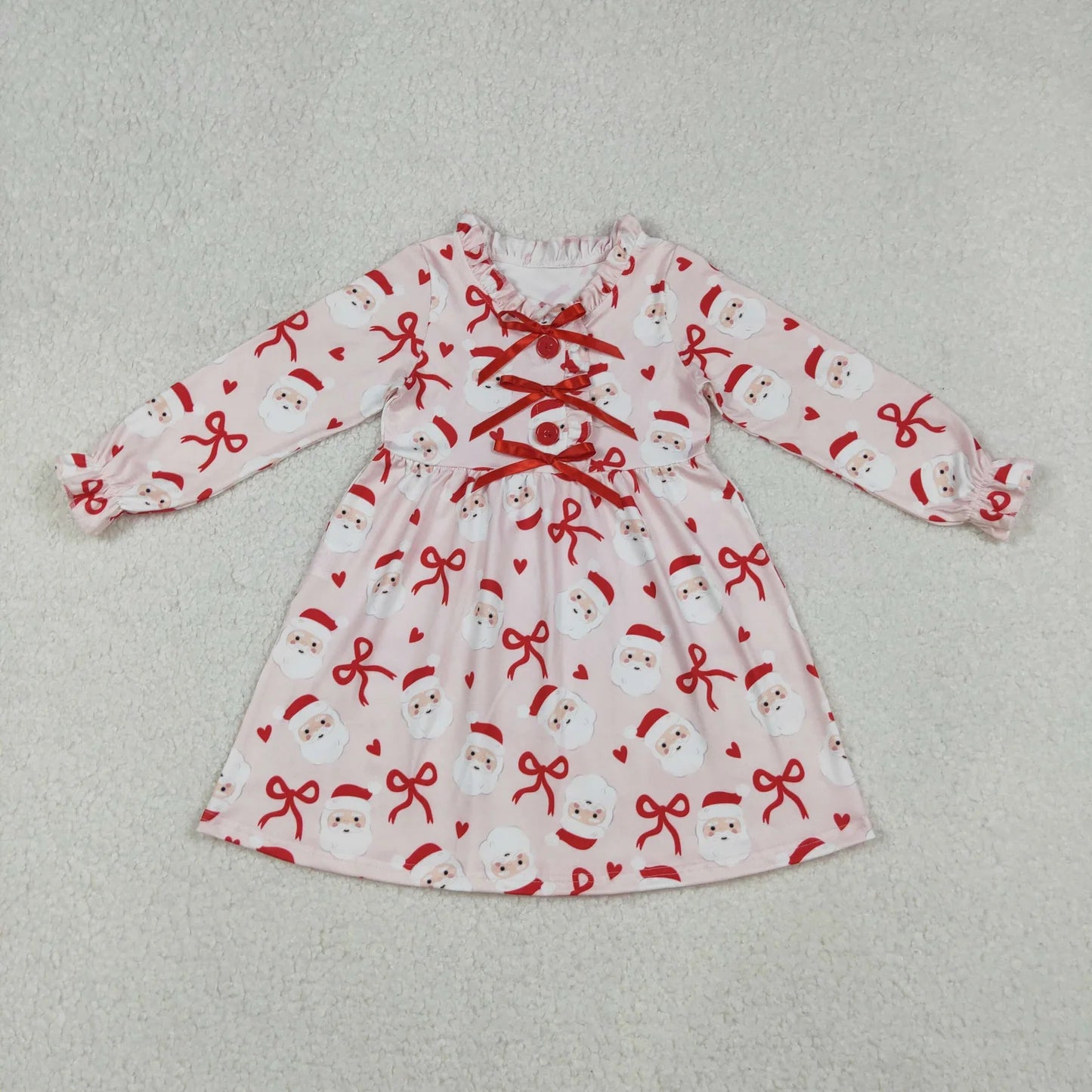 Sibling Baby Girls Chrismtas  Long Sleeve Santa Dress