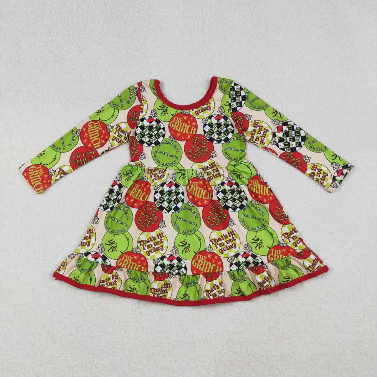 Sibling Baby Christmas Green Face Light Long Sleeve Pajama Set /Dress /Zipper Romper