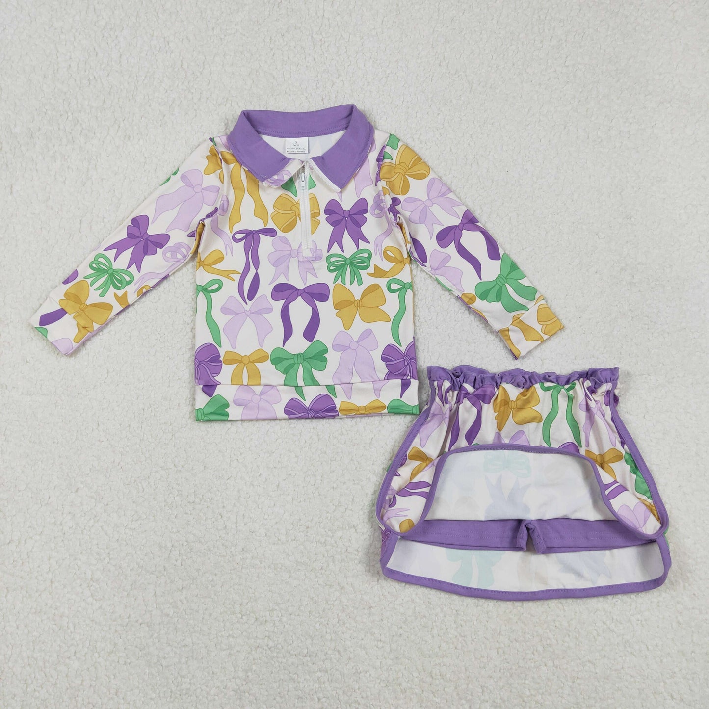 Sibling Baby Girls Mardi Gras Pullover Top With Skirt   Set