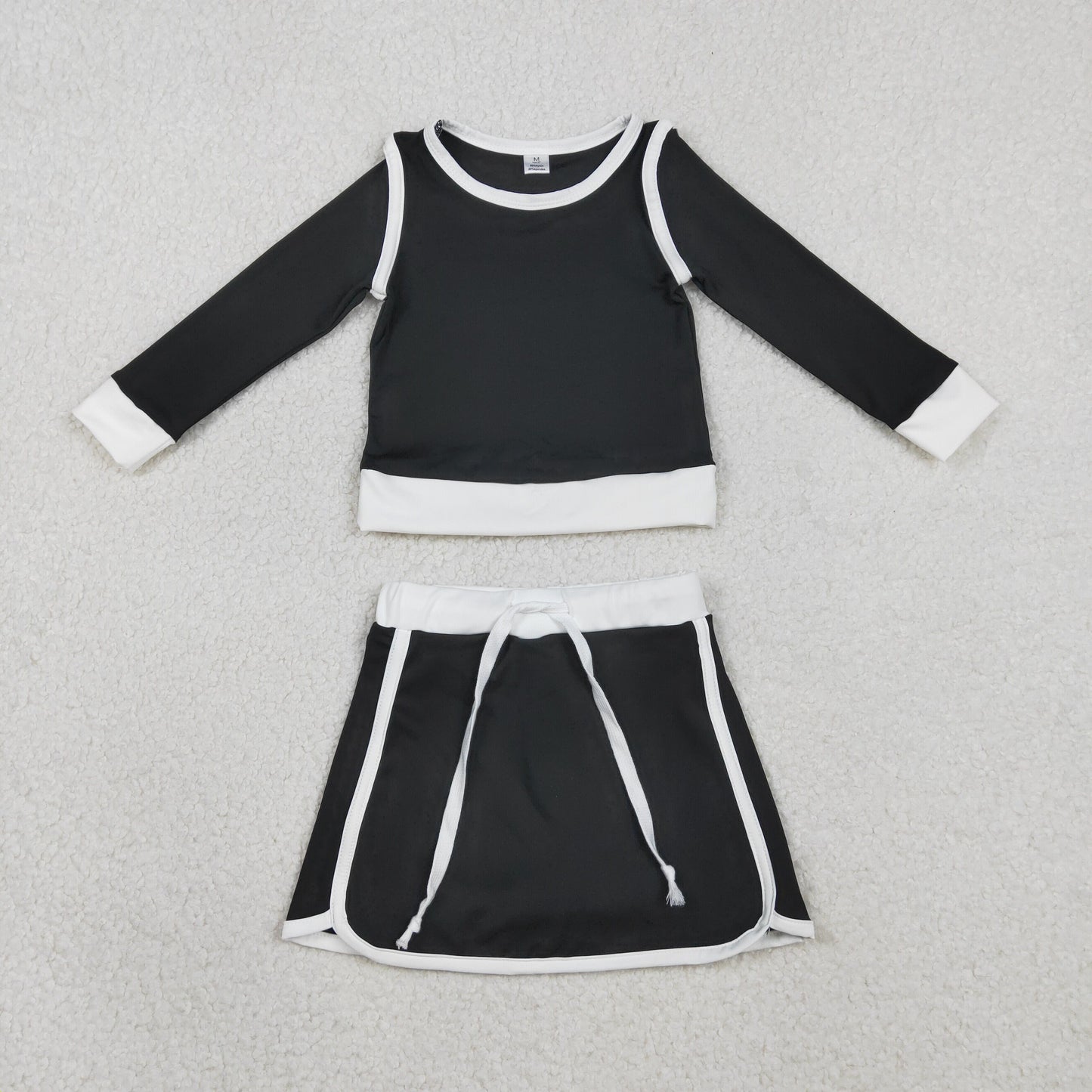 Sibling Baby Girls Solid Color Long Sleeve Top with Skirt Active Outfit
