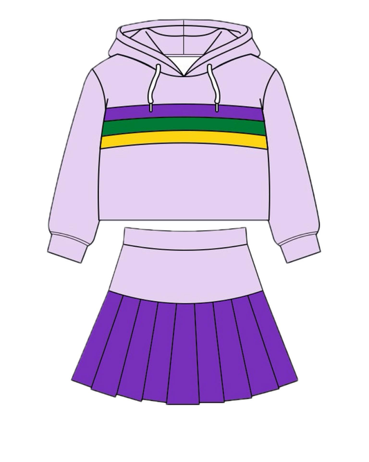 GLD1542 Baby Girls Violet Hoodie Top With Skirt Active Set Preorder