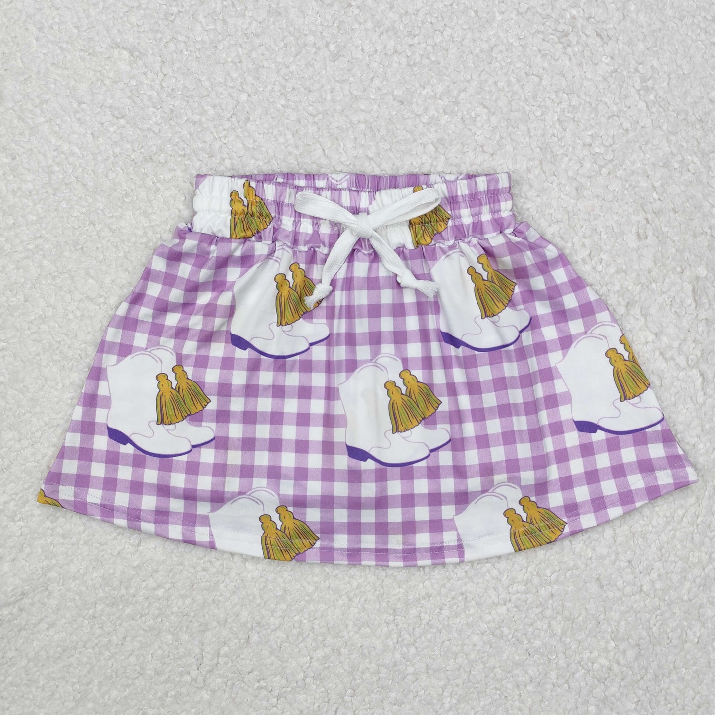 Sibling Baby Girls Boots Pliad Mardi Gras Skirt With Shorts