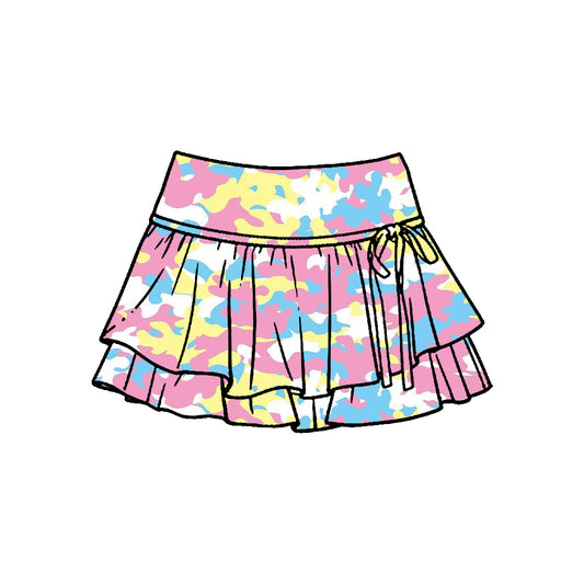 GLK0249 Baby Girls Blue Yellow Pink Camo Active Skort Preorder