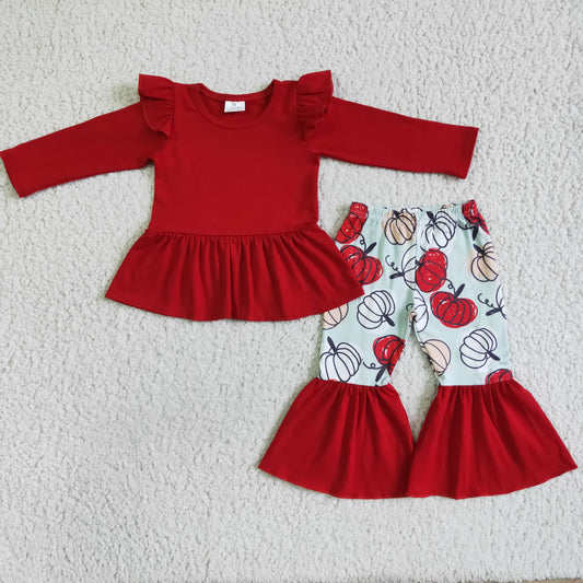 GLP0039 Kids Girls Red Top Leopard Pants Set On Sale
