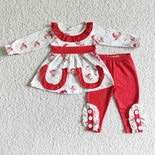 Christmas Baby Girls Santa  Red Leggings Set