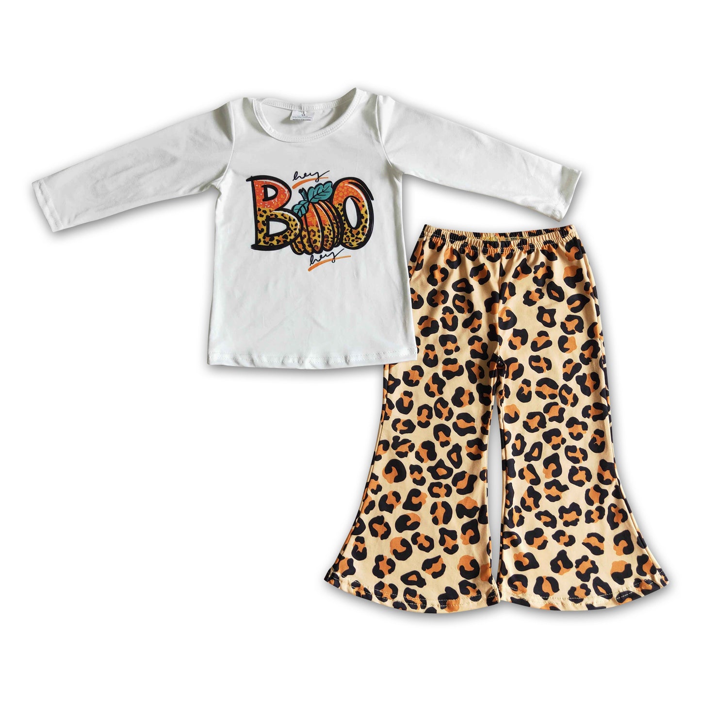 GLP0090 KIds Girls halloween Boo Top Leopard pants Set On Sale
