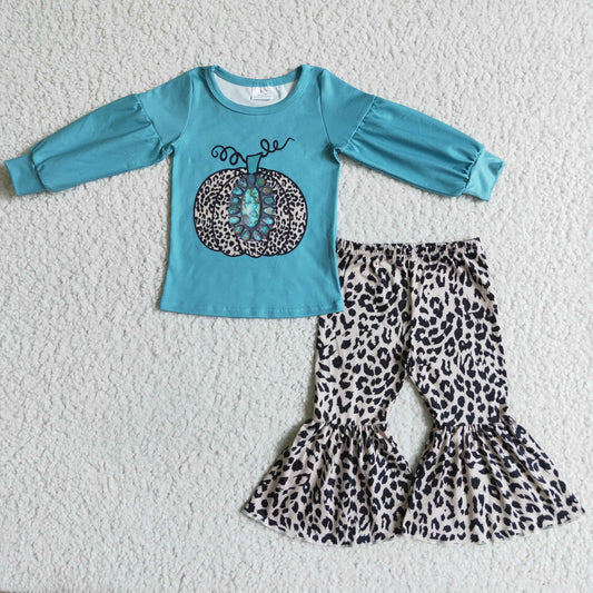 Toddle Girls Fall  Turquoise Pumpkin Outfit ON SALE