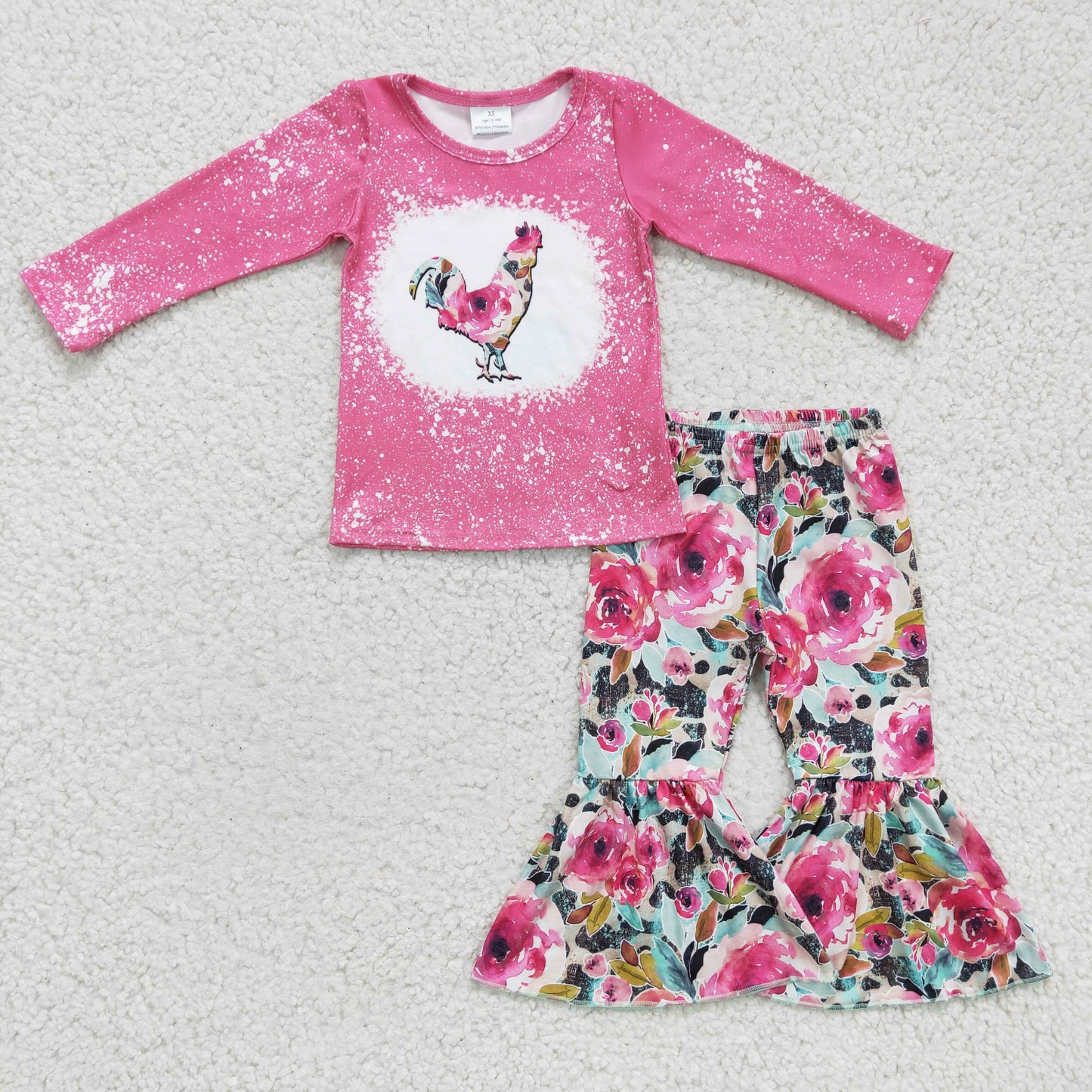 Baby Girls Farm Chicken Bell Bottom Pants Outfit