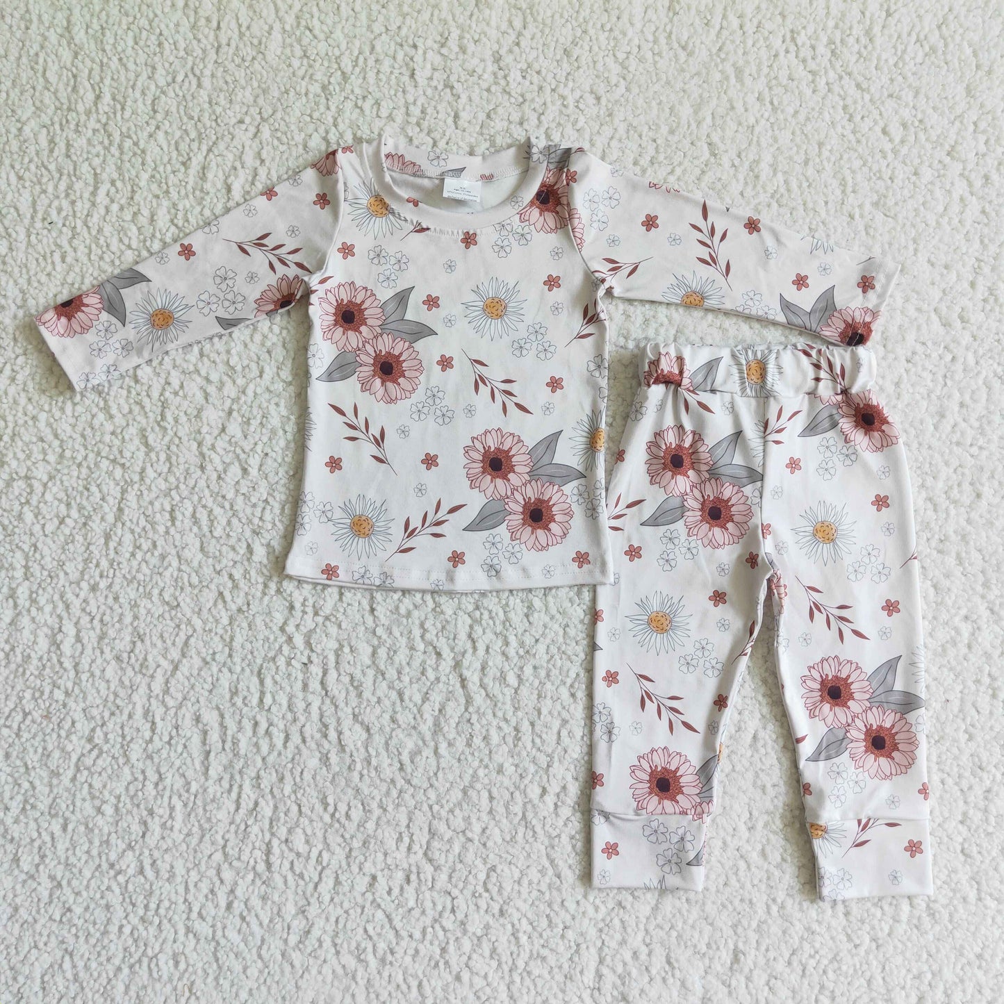 Baby Girls Pink Floral Long Sleeve Pajama Set On Sale