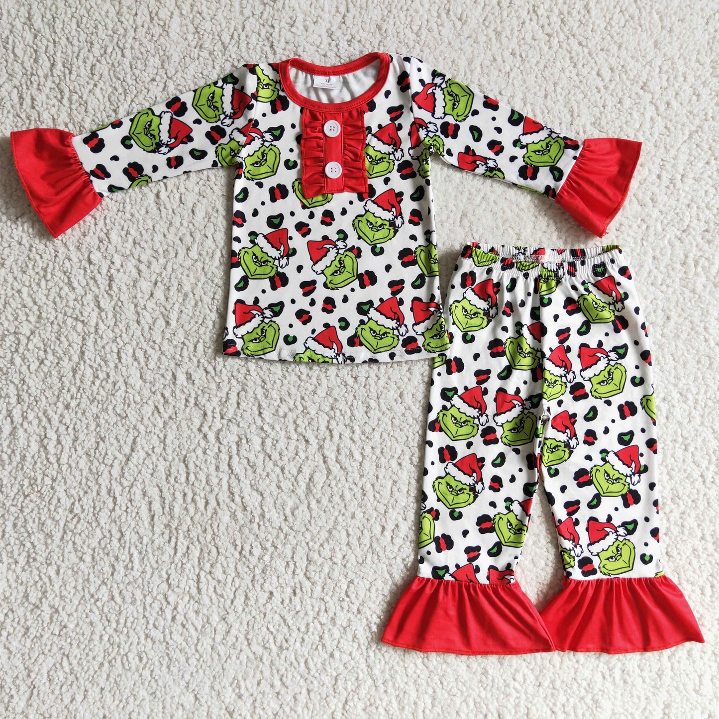 Baby Boys and Girls Green Character Long Sleeve Pajama Set On Sale