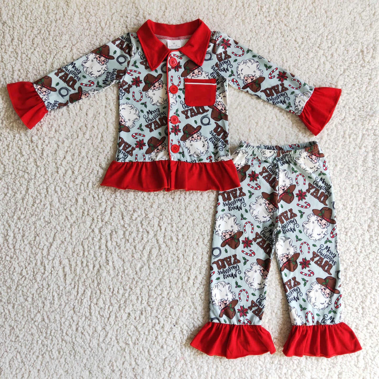 Baby Boys and Girls Western Merry Christmas Yall Pajama Set