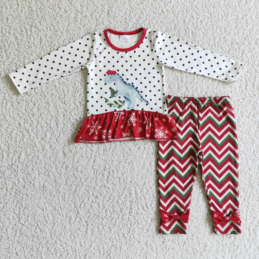 Baby Girls Christmas Dinosaur Pants Outfit