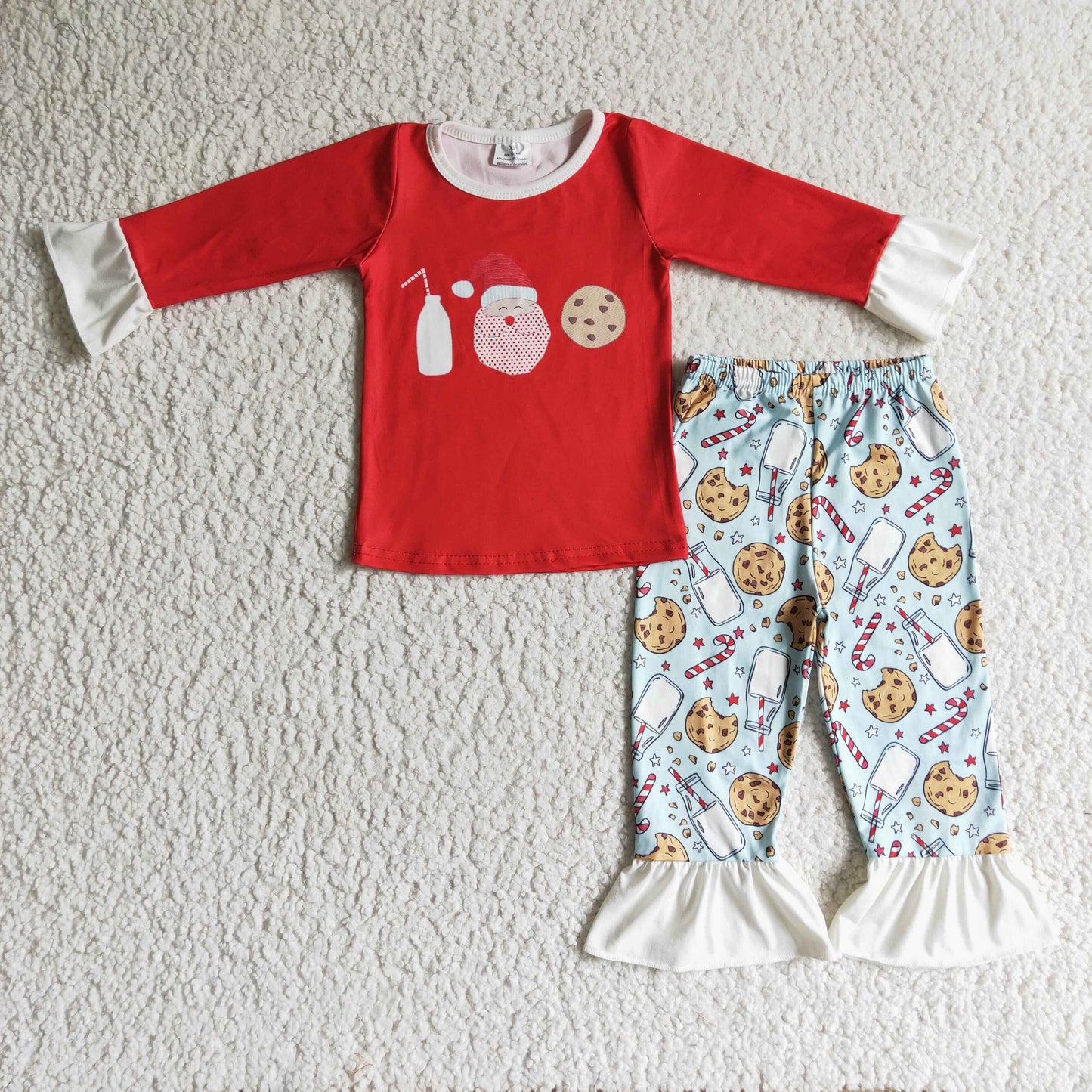 Baby Sibling Christmas  Milk Santa Cookie Outfit and Romper