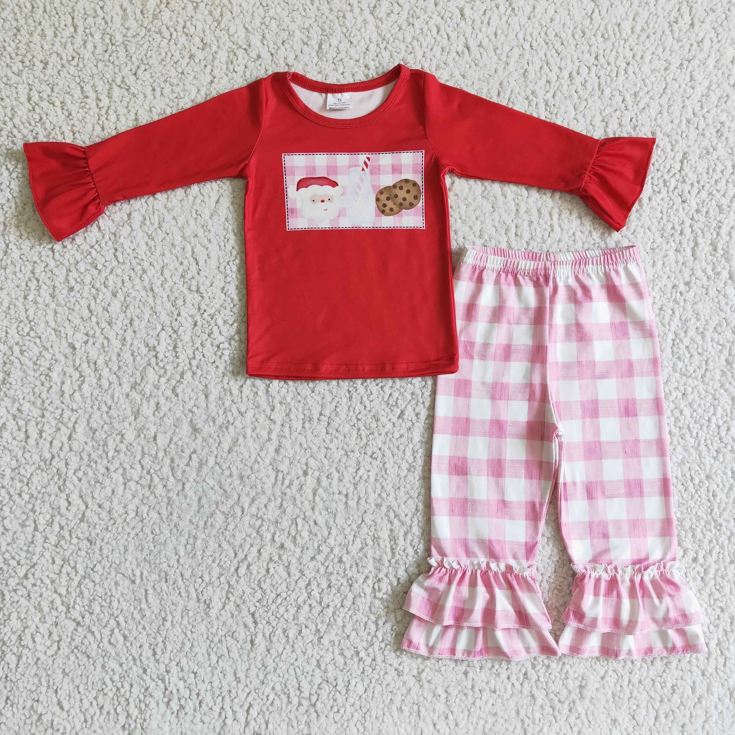 Baby Sibling Christmas  Santa  Milk Cookie Outfit and Romper