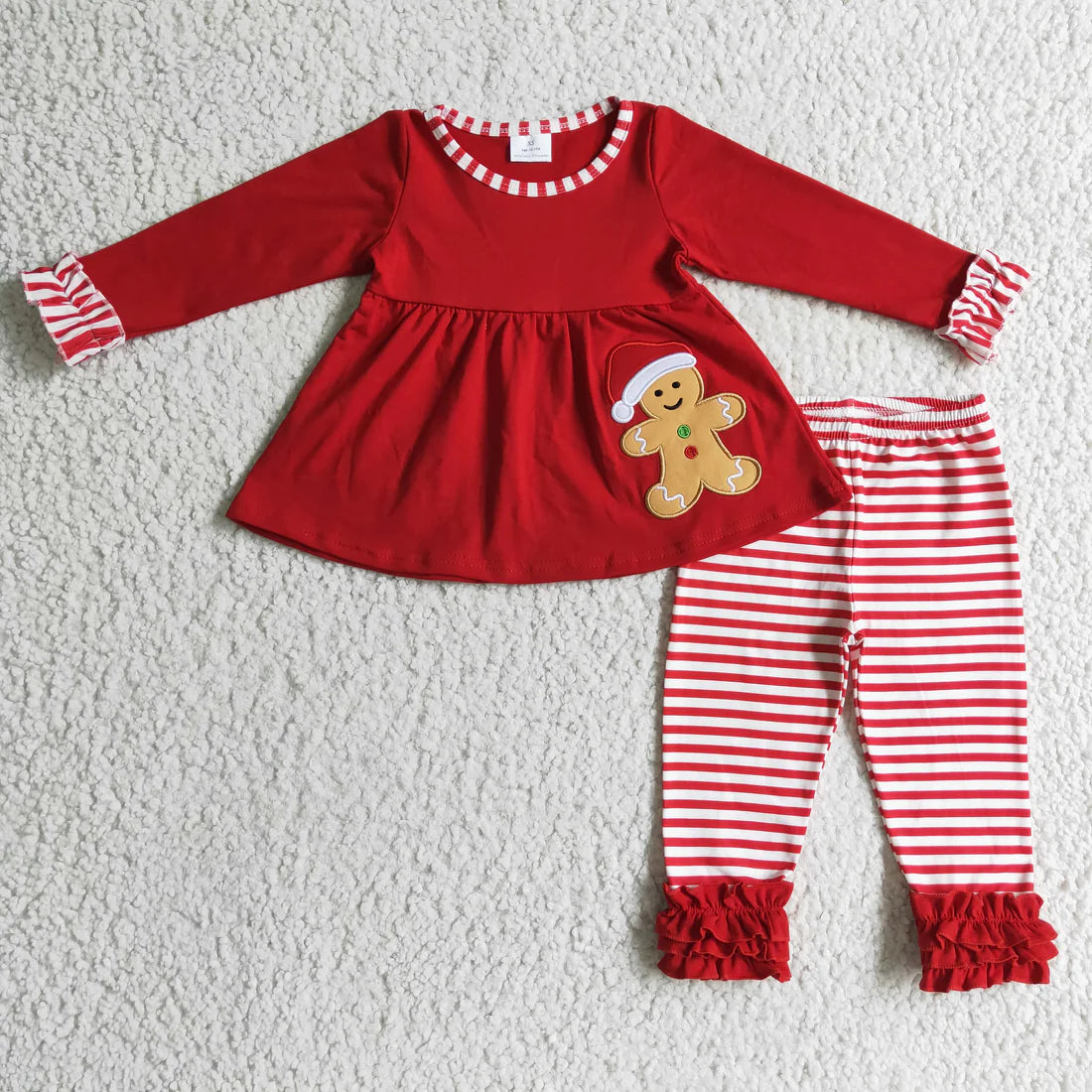 Sibling Baby  Embroiery  Gingerbread Top Pants Christmas Clothes