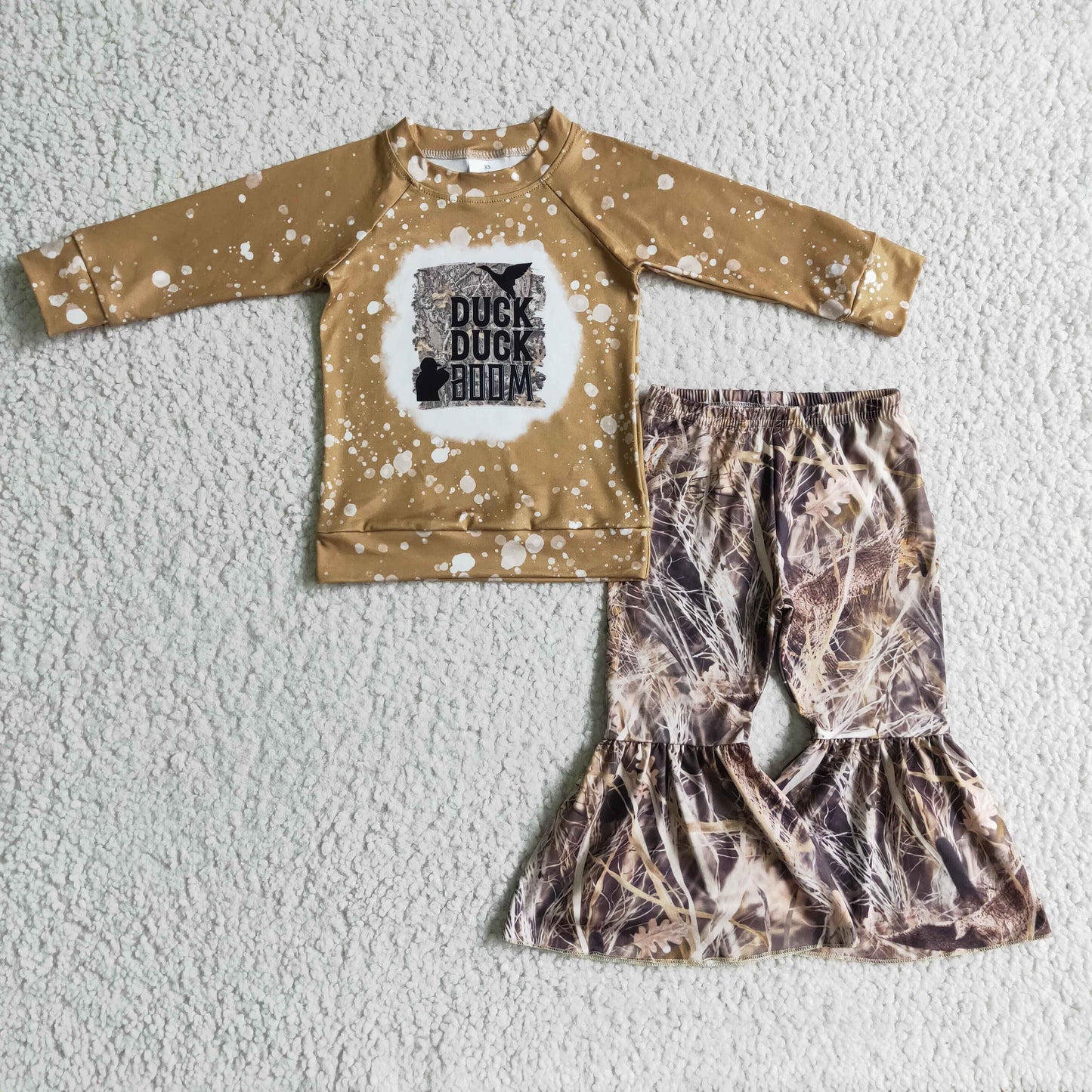 Duck Duck Boom Camo Bell Bottom Pants Girls Set