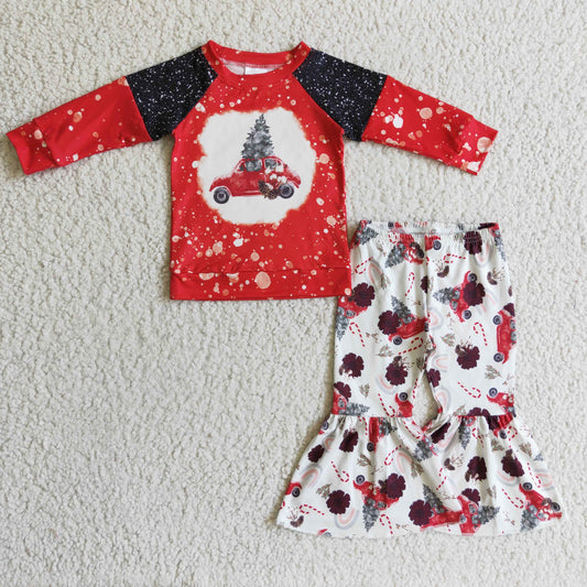 Baby Girls Christmas Tree Bell Bottom Pants Outfit