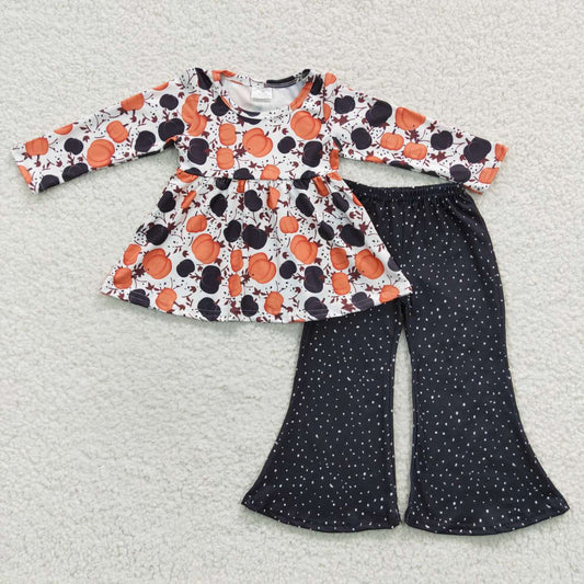 Baby Girls Pumpkin Tunic Top Black Pants Outfit