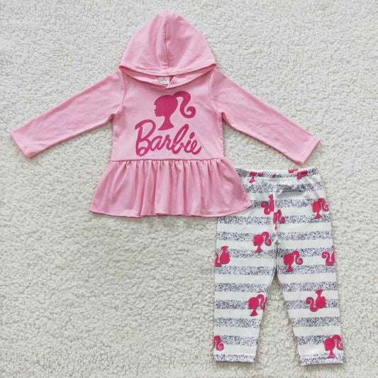 Baby Girls Pink Hoodie Doll Legging Pants Clothes Sets