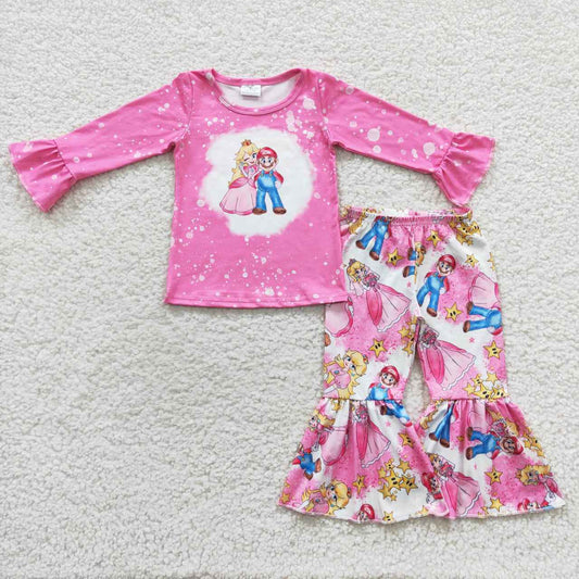 Baby Girls Cartoon Pink Princess Peach Outfit