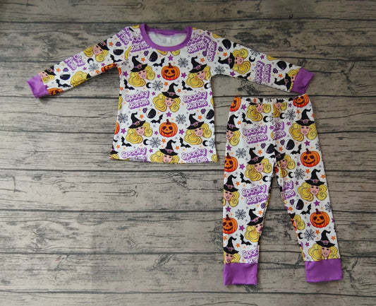 Preorder GLP0661 Kids Girls Halloween Purple Pajamas Outift Clothes Set