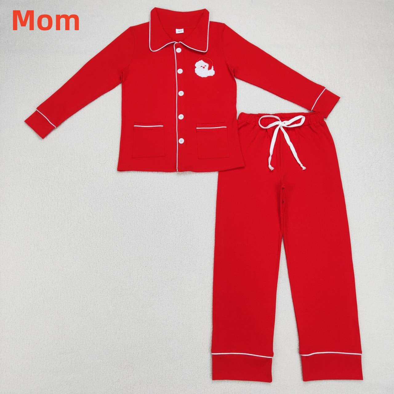 Family Christmas Embroidery Santa Red  Pajama and Romper