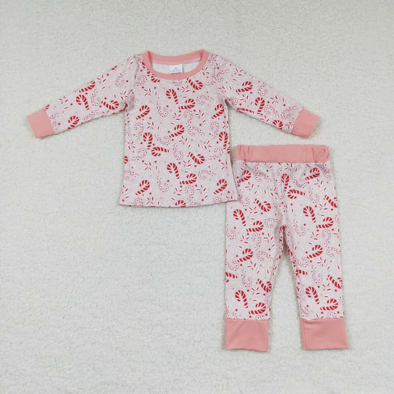 Baby Girls Christmas Candy Cane Long Sleeve Pajama Set