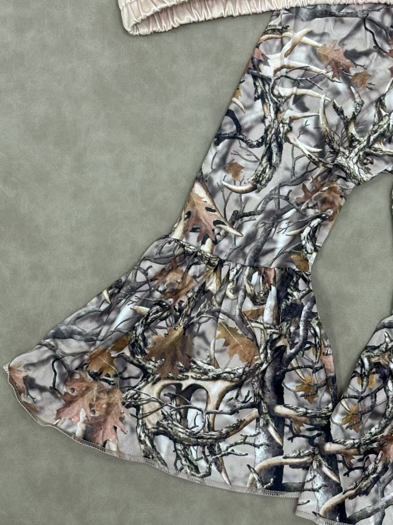 Deer zipper hoodie camo bell bottom pants girls hunting clothes