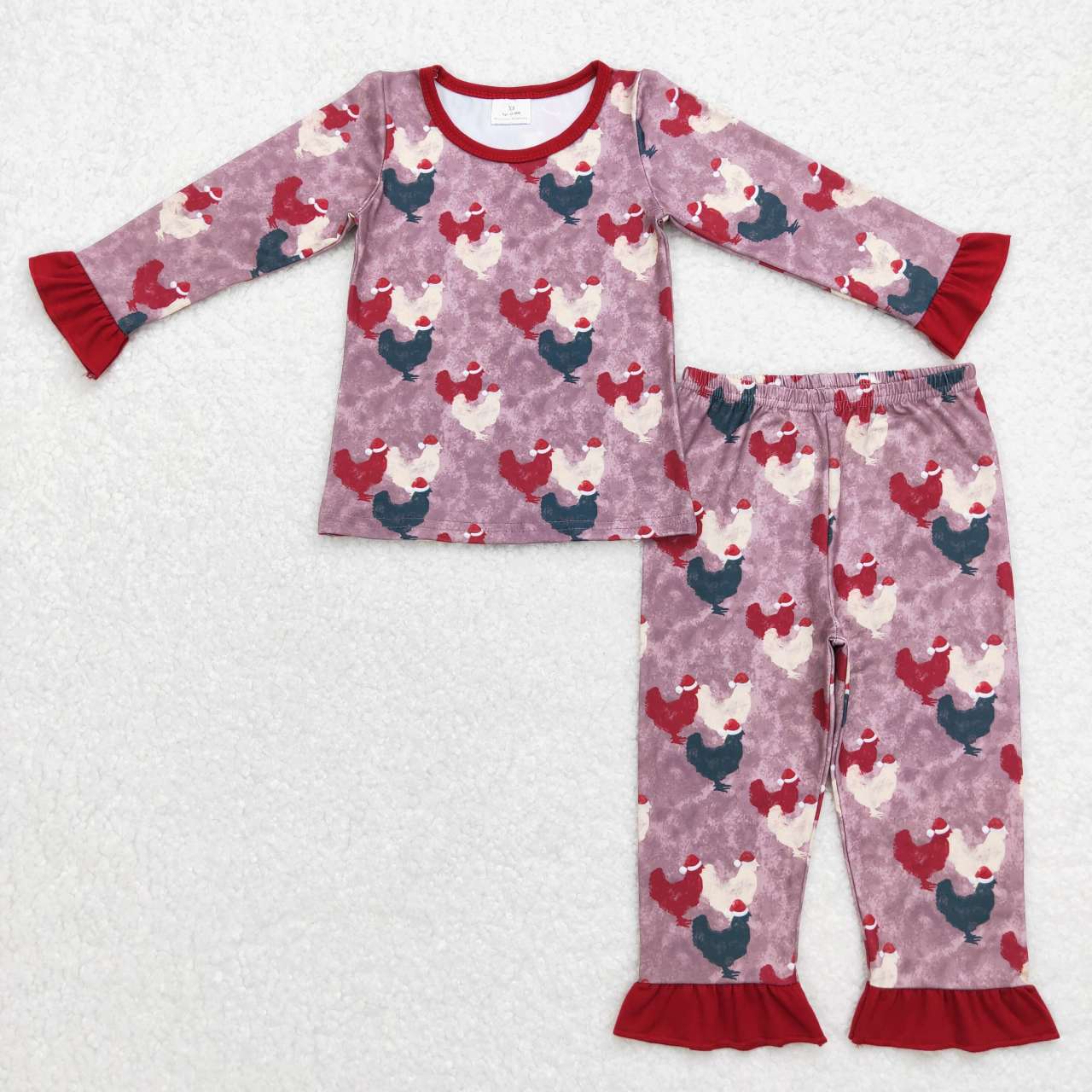 Kids Girls Christmas Chicken Long Sleeve Pajamas