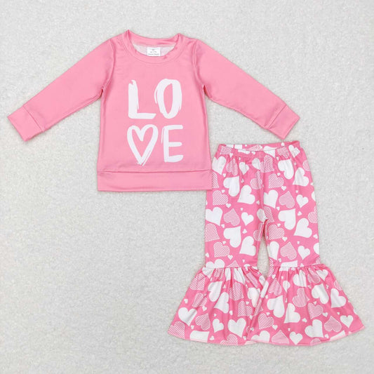 Baby Girls Love Valentines Long Sleeve Shirt Pants Clothing Sets