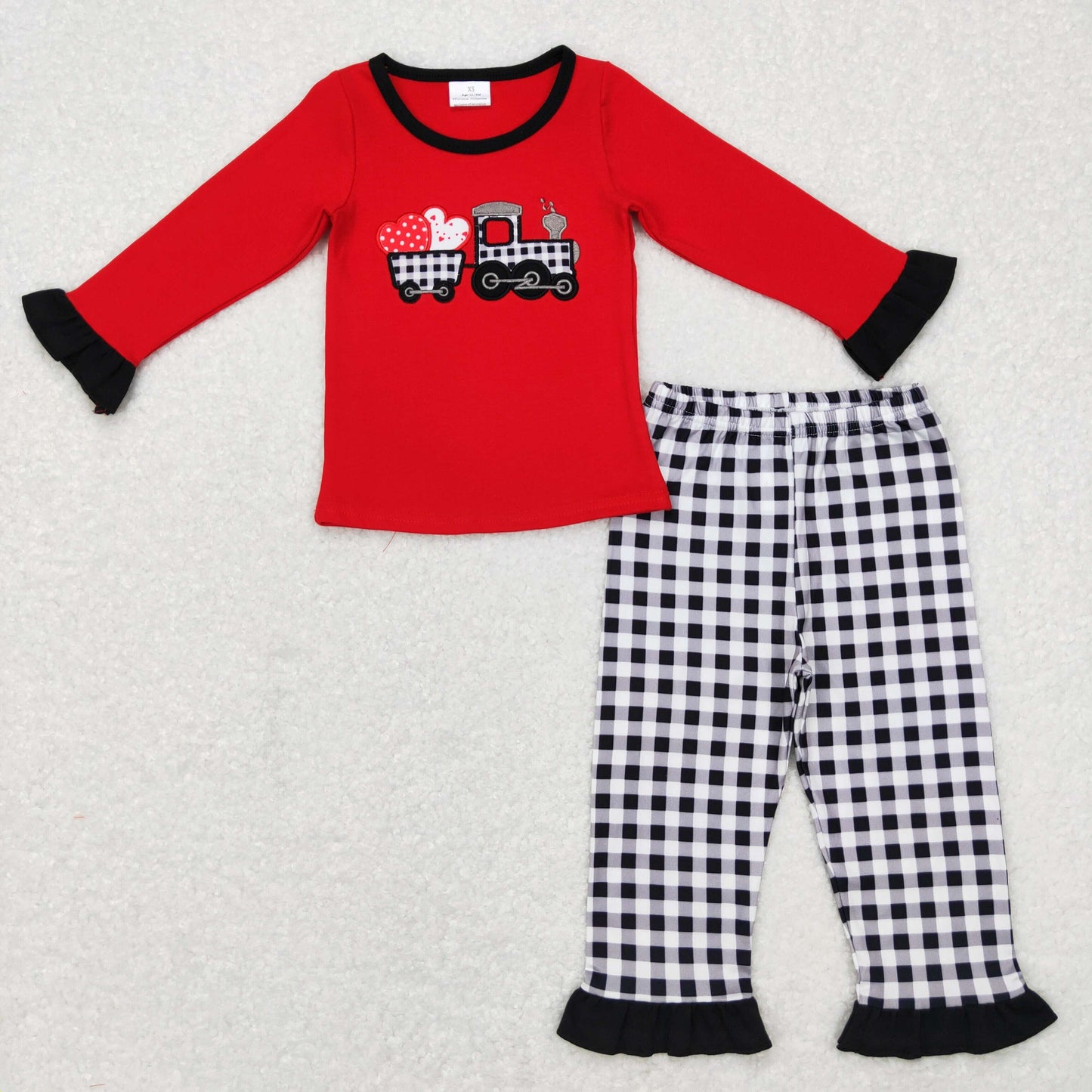 Sibling Boys Girls Valentines Hearts Tractor Rompers Clothing Sets