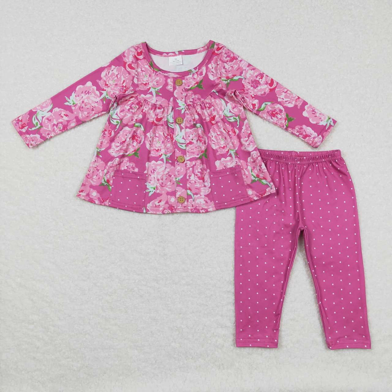 Toddler Baby Girls Hot Pink Floral Sister Clothes