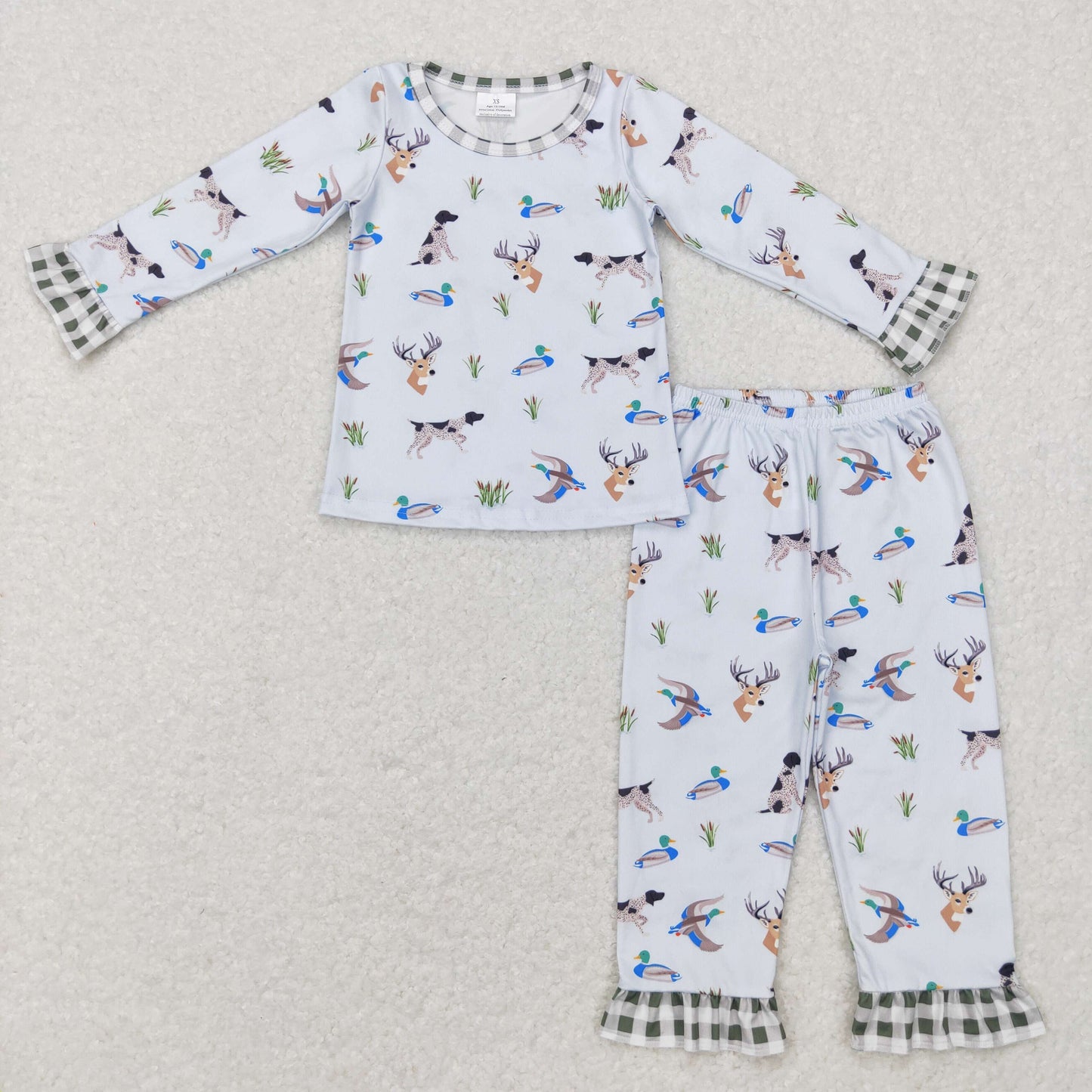 Kids Sibling Hunting Duck Dog Long Sleeve Pajama Set