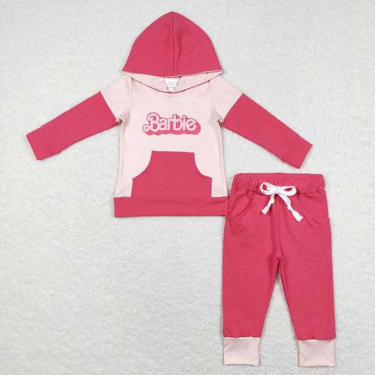 GLP1021 Baby Girls Pink Pockets Doll Hoodie Tops Shirts Pants Clothes Sets