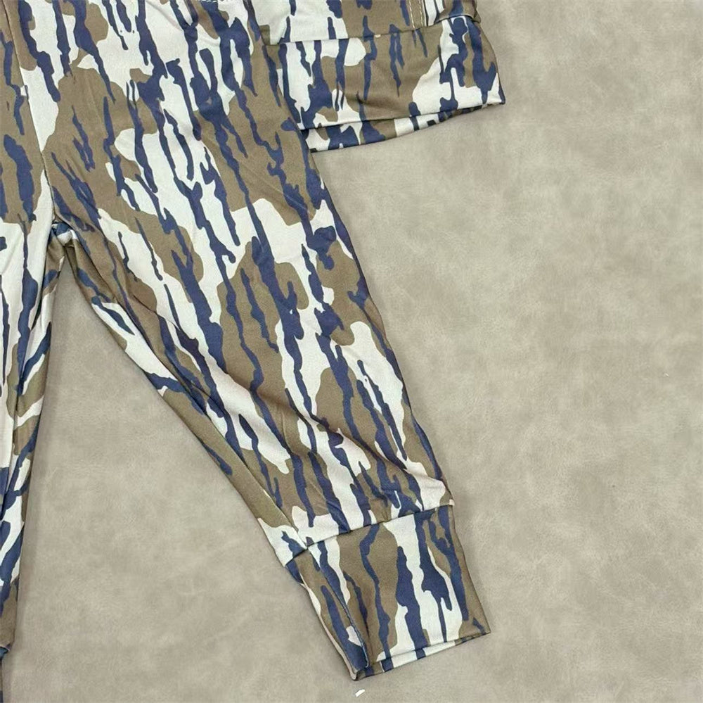 Kids Boys Bottonland Camo Long Sleeve Hoodie Top Jogger Set