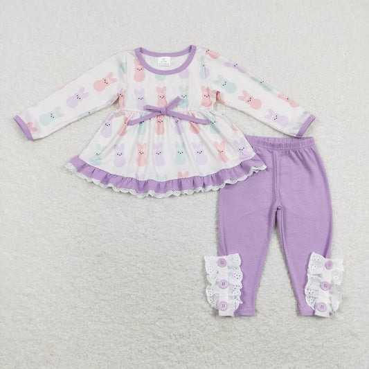 Baby Girls Toddler Easter Bunny Tunic Lavender Legging Clothes Sets