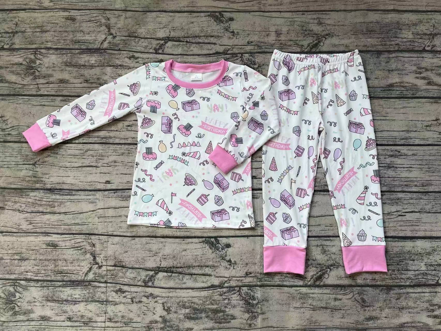 GLP1190 Happy Birthday Girls Long Sleeve Pajama Set Pre-order