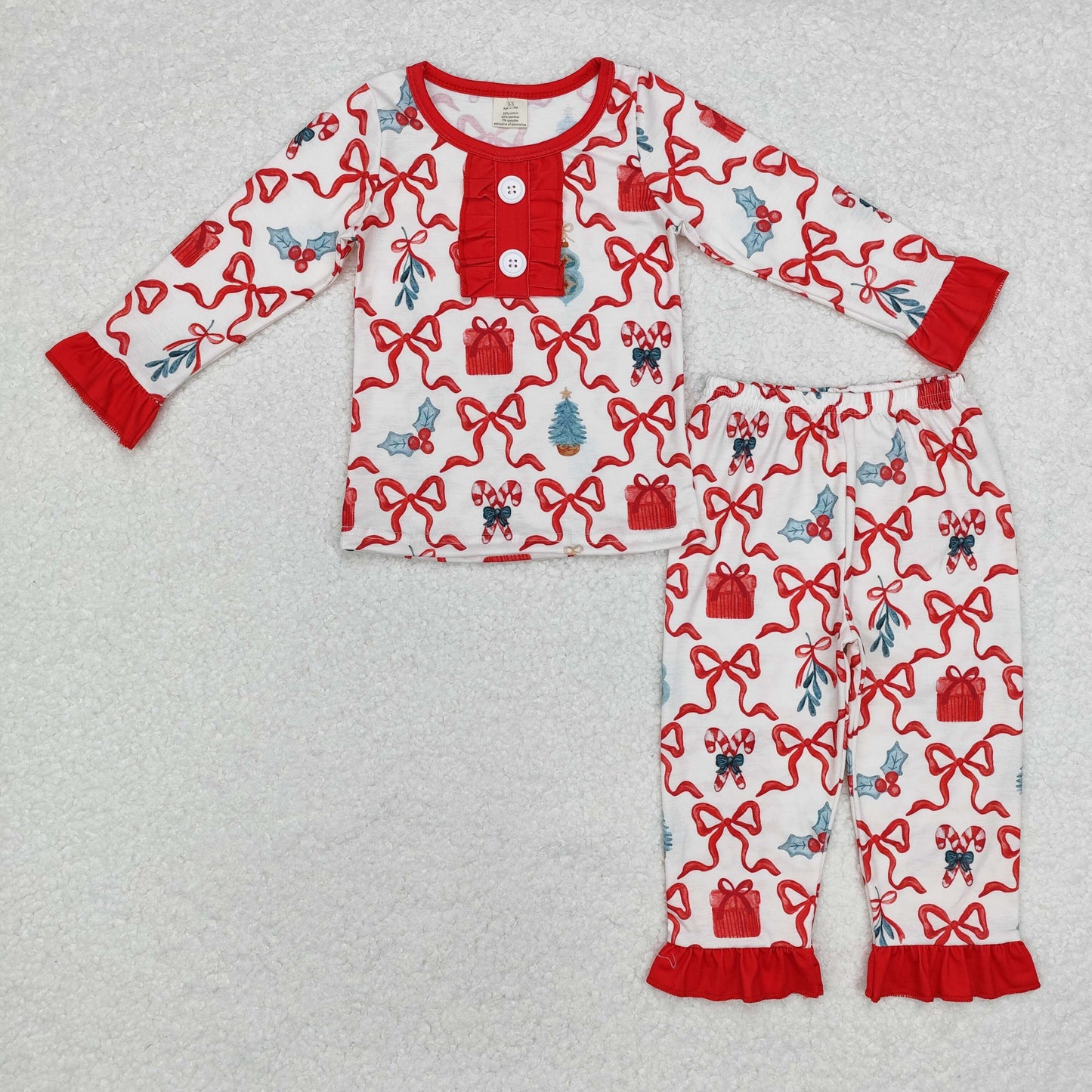 Baby Girls Christmas Holly Two Pieces Bamboo Pajama Set