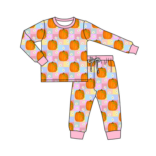 GLP1219 Baby Fall Pumpkin Flower Long Sleeve Pajama Set Pre-order